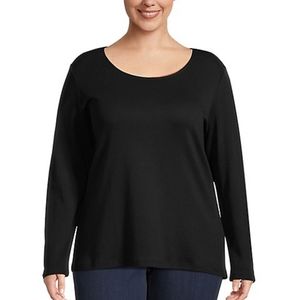 Karen Scott Long-Sleeve Solid Scoop Neck Top Size 3X
